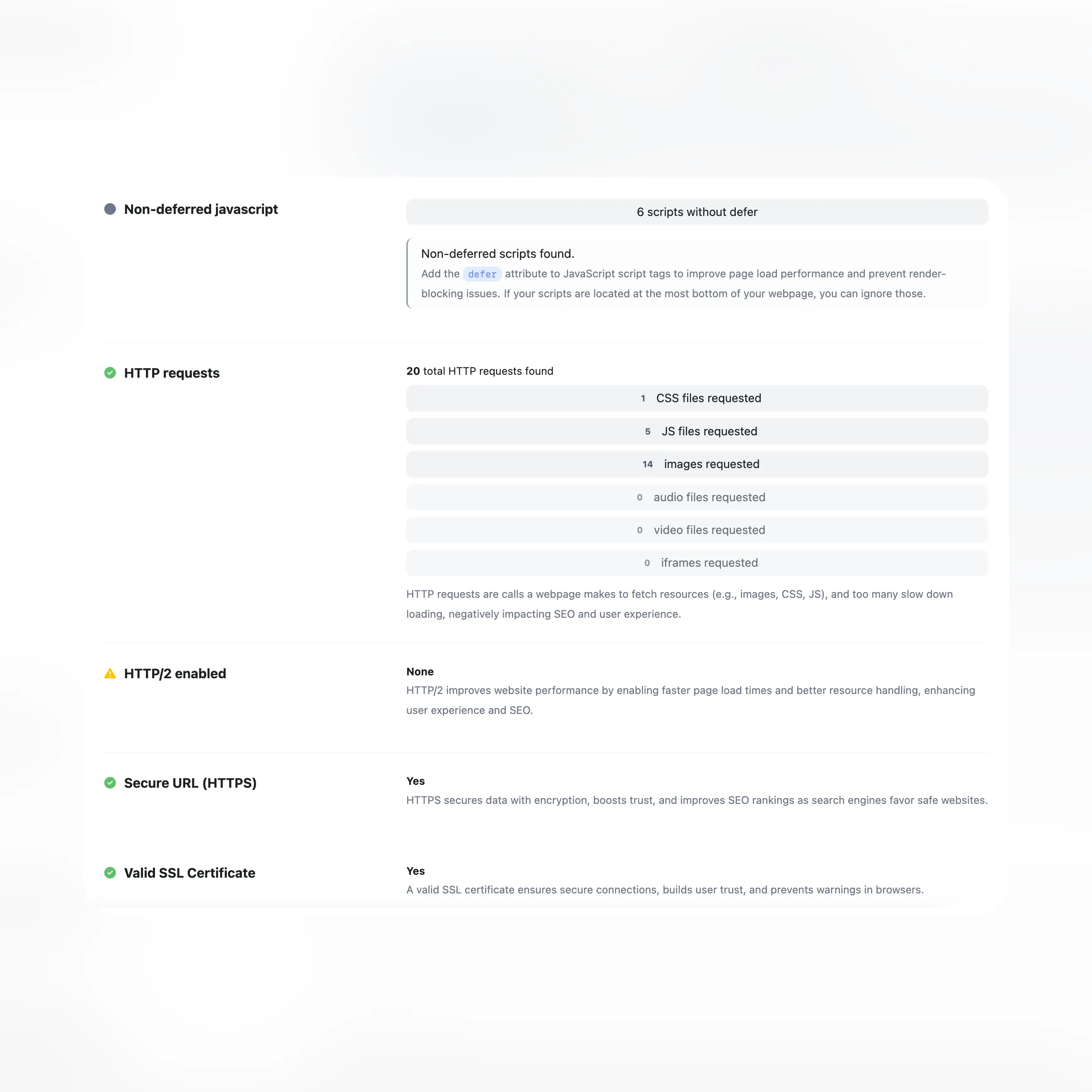 Captura de pantalla de las pruebas generadas por la auditoría de la aplicación